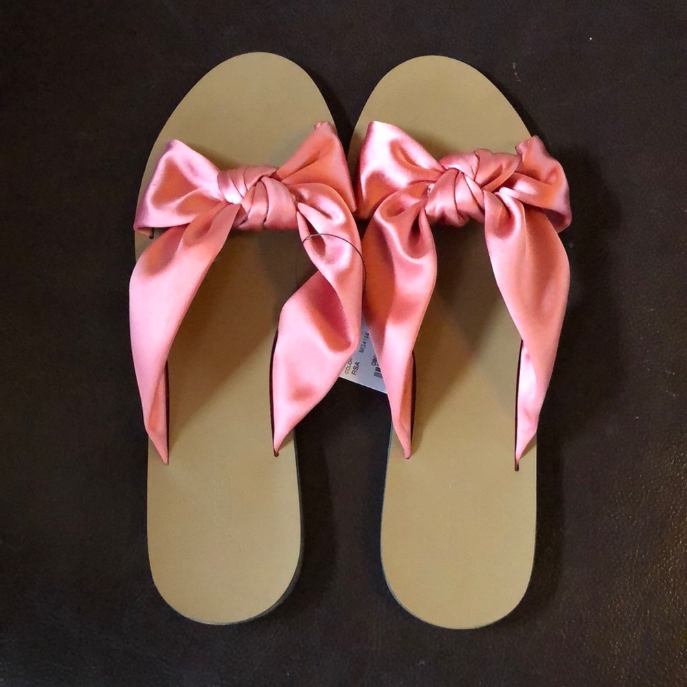 JCrew satin knotted slide sandals